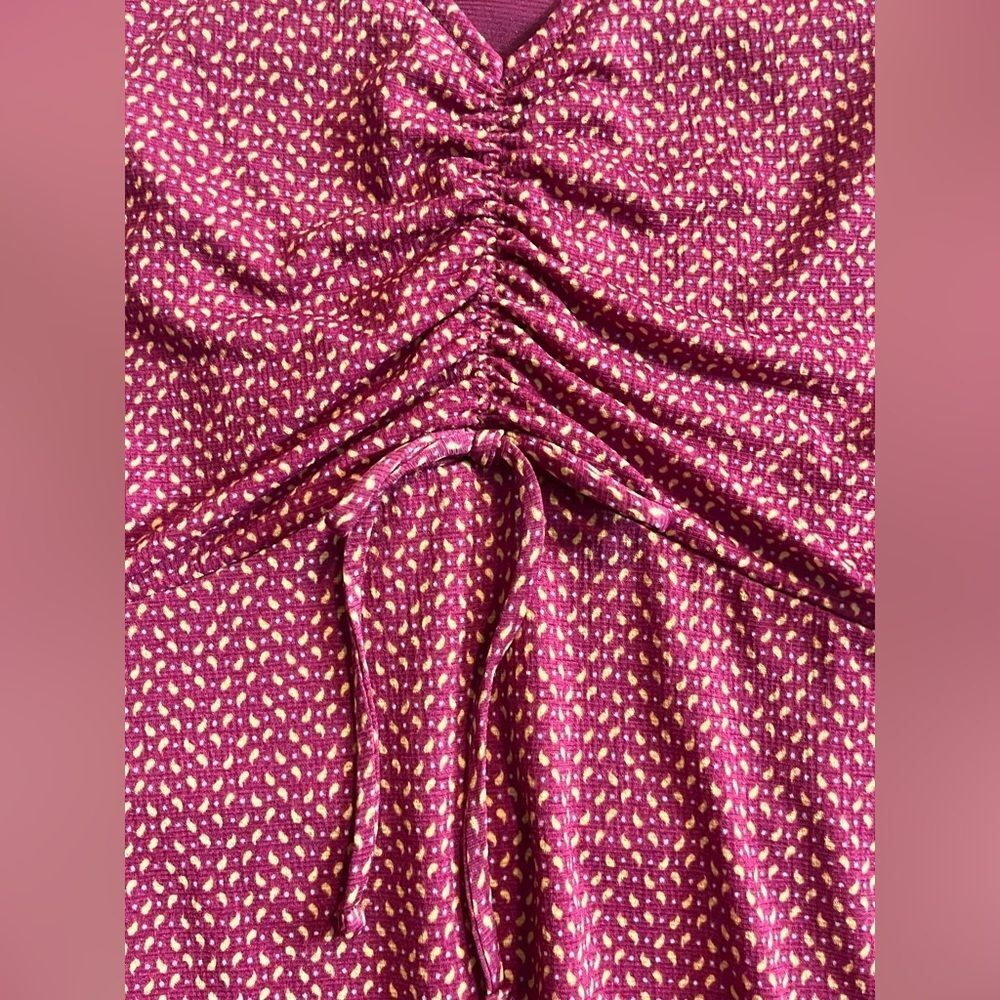 Lauren Conrad Women’s Maroon Midi Dress with Knot Sleeve Size Medium - Picture 11 of 16